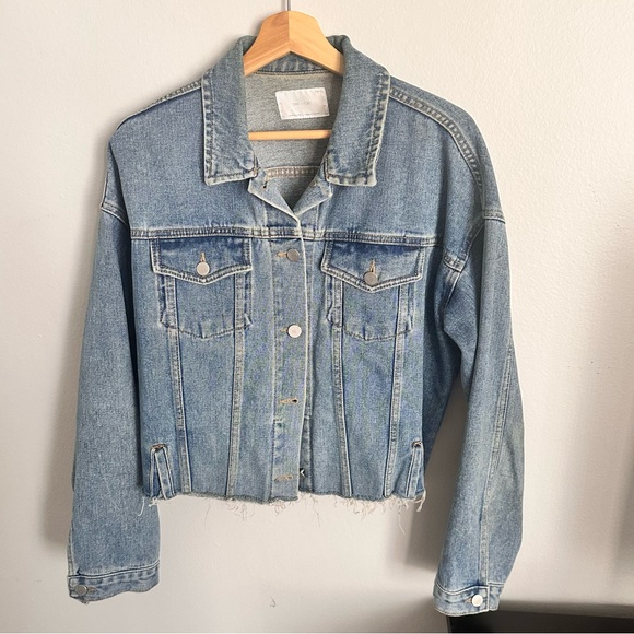 OAK + FORT Distressed Denim Jacket - Picture 1 of 7